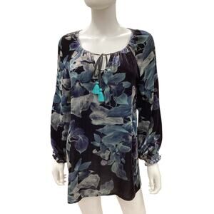 Johnny Was LosAngeles Top/Tunic Women’s SZ S Rayon/ Silk Blend Soft ShadesOfBlue